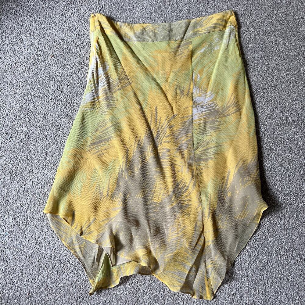 Vintage Y2K Kenneth Cole Silk Midi Slip Skirt Low Rise Asymmetrical 12